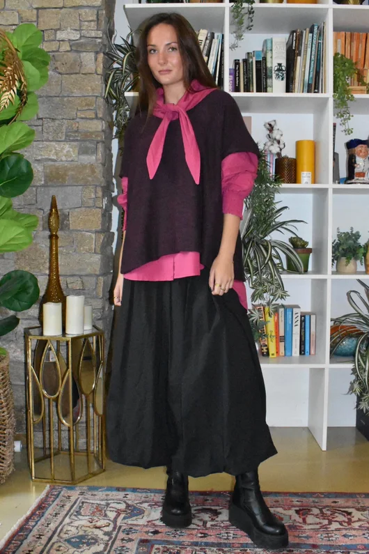 Paloma Tela Neckerchief Blouse Deep Raspberry